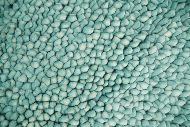 Square 3x3 Blue Wool Shag Handmade Felted Rug | SHA2