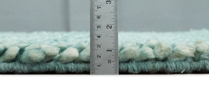 Square 3x3 Blue Wool Shag Handmade Felted Rug | SHA2
