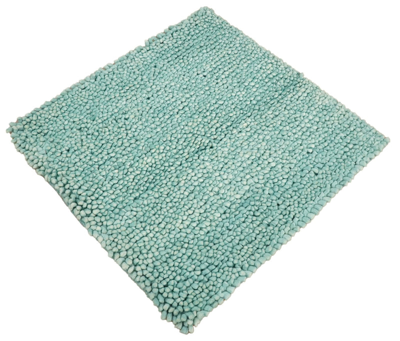 Square 3x3 Blue Wool Shag Handmade Felted Rug | SHA2