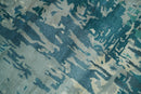 Modern Abstract Wool Area Rug 9x9 - Teal Silver Beige Hand Tufted