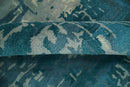 Square 9x9 Green, Silver and Beige Modern Abstract Handmade Wool and Art Silk Area Rug | BAN2