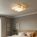 Square Alabaster Gold Ceiling Lamp