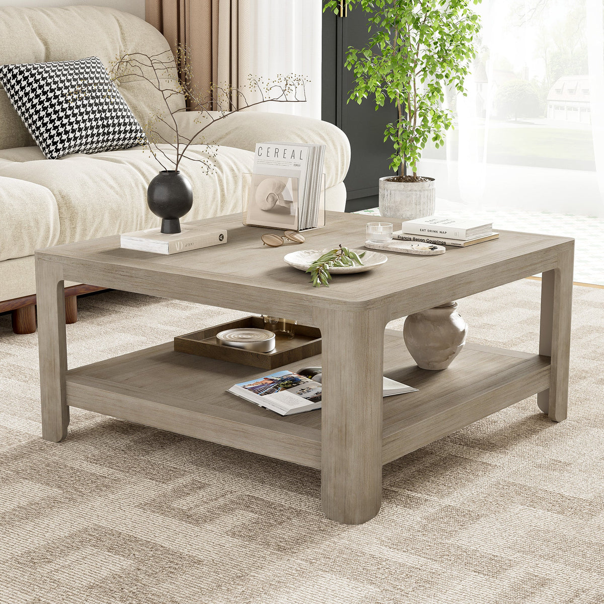 Square Coffee Table with Storage - Light Ash, photo 2 of 10