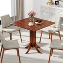 Square Dining Table with Pedestal Base and Rubber Wood Frame-Walnut by LJGDeals
