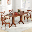 Square Dining Table with Pedestal Base and Rubber Wood Frame-Walnut by LJGDeals