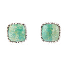 Squared Up Green Turquoise and Sterling Silver Stud Earrings