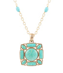 Squared Up Green Turquoise Pendant Necklace