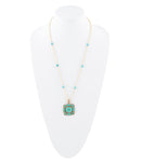 Squared Up Green Turquoise Pendant Necklace