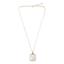 Squared Up White Mother of Pearl Golden Pendant Necklace