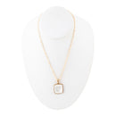 Squared Up White Mother of Pearl Golden Pendant Necklace