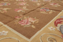 9' x 12' Hand woven Wool French Aubusson Needlepoint Area rug Brown