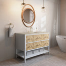 James Martin Olena 48" Single Bathroom Vanity, Polished White and Light Mappa Burl