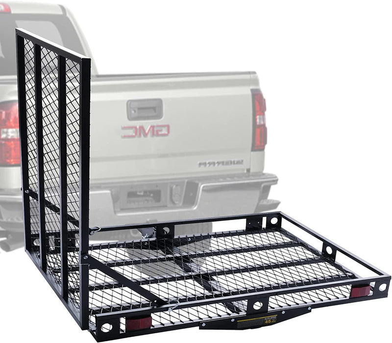 48.8" L x 27.8" W Trailer Hitch Cargo Carrier Utility Basket with 42" Folding Ramp, Fits 2-Inch Receiver