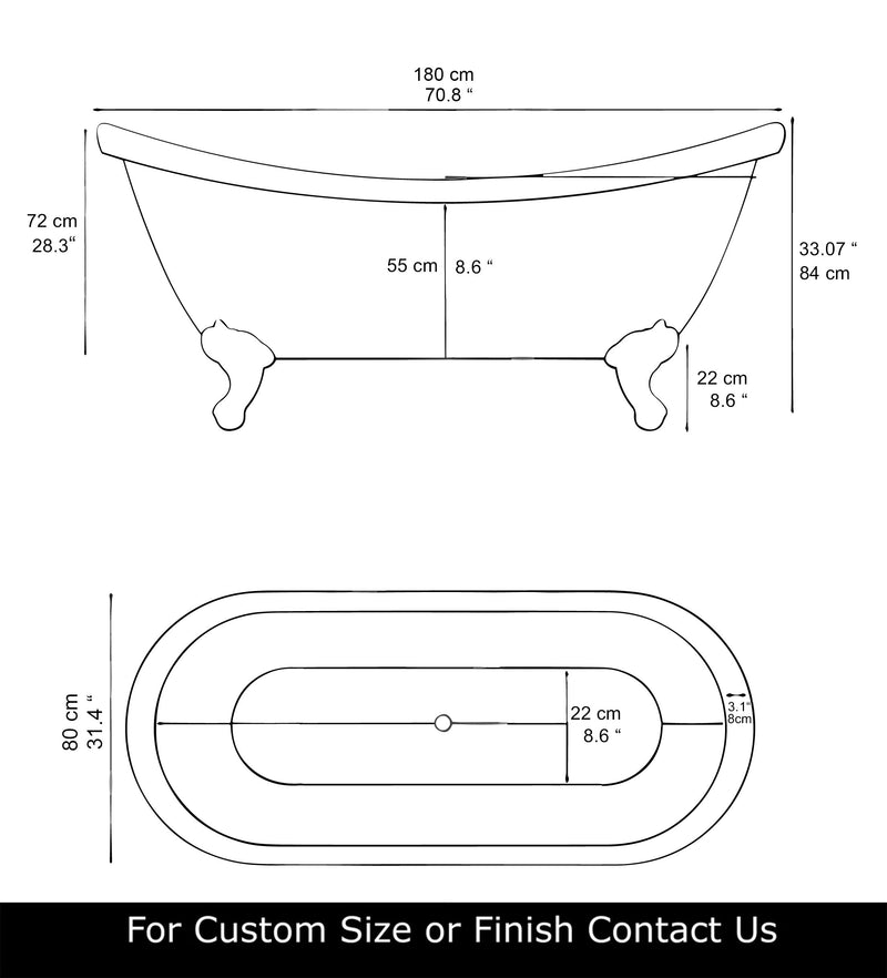 Solid Brass Bathtub , Brass Bathtub Clawfoot