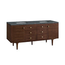 James Martin Amberly 72" Dual Mount Double Bathroom Vanity, Mid-Century Walnut