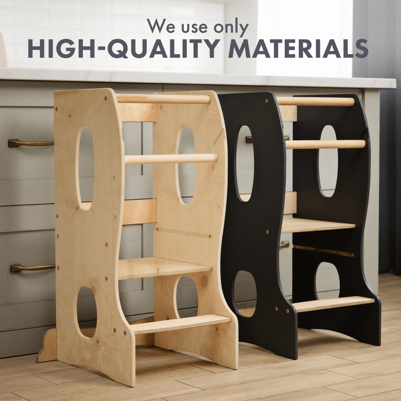 Stable Montessori Tower: Wooden Growing Chair - Beige