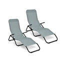 2 Pieces Folding Portable Patio Chaise Lounger with Rocking Design-Light Green by LJGDeals
