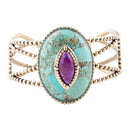 Stacked Blue and Purple Turquoise Golden Cuff Bracelet