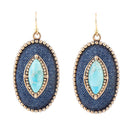 Stacked Blue Turquoise and Denim Golden Drop Earrings