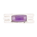 Stacking Hammered Purple Amethyst and Sterling Silver Ring Set
