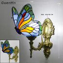 GobekUsa Butterfly Stained Glass Wall Sconces for Home Living Room Bedroom Lighting