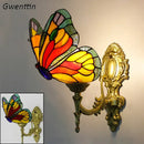 GobekUsa Butterfly Stained Glass Wall Sconces for Home Living Room Bedroom Lighting