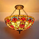 GobekUsa Baroque Style Stained Glass Ceiling Light, Semi Flush Mount Fixture for Bedroom