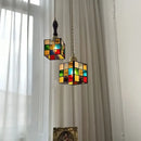 GobekUsa Cube LED Pendant Lamp Walnut Wood Glass Hanging Lights for Restaurant and Bedroom