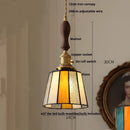 GobekUsa Cube LED Pendant Lamp Walnut Wood Glass Hanging Lights for Restaurant and Bedroom