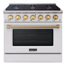 Akicon 36" Stainless Steel Range Hood with 600 CFM Insert & 6-Burner Gas Range Combo – Powerful Ventilation, Convection Oven, Multiple Finishes