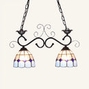 GobekUsa Stainless Glass Island Lighting Dome Shade Tiffany Style Hanging Lamp - Black/Blue/White - Ideal for Balcony