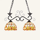 GobekUsa Stainless Glass Pendant Light - Tiffany Style - 2 Lights - Black Finish - Island Lighting Fixture - Sunflower/Baroque Pattern