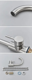 GobekUsa 304 Stainless Steel Rotating Bathroom Sink Faucet