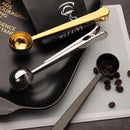 Stainless steel coffee spoon and sealing clip set kitchen accessory by Decorbites