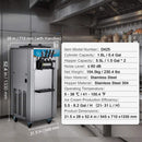 Stainless Steel Commercial 3-Flavor Soft Serve Ice Cream Machine Maker, 21-31 L/H (SAK65291)