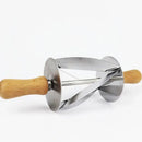 Stainless steel croissant dough cutter with wooden handles for kitchen by Decorbites
