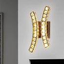 GobekUsa Stainless-Steel Crystal Dual Wall Sconce with LED Lighting - Warm/White Light