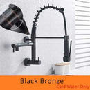 GobekUsa Dual Spouts Kitchen Faucet with Handheld Shower - Wall Mounted Dual Spouts