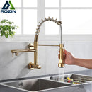 GobekUsa Dual Spouts Kitchen Faucet with Handheld Shower - Wall Mounted Dual Spouts