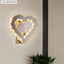 GobekUsa Stainless-Steel LED Bedside Wall Sconce with Faceted Crystal Heart Design