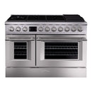 48" Freestanding Gas Range with 8 Sealed Burners Cooktop, Rapid Convection Oven, Natural Gas/LP Convertible - AK-G48N05A-BS