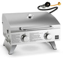 Stainless Steel Propane Grill with Lid for Outdoor Camping Tailgating Picnic Party-Silver by LJGDeals