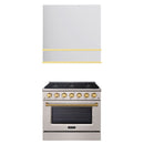 Akicon 36" Stainless Steel Range Hood with 600 CFM Insert & 6-Burner Gas Range Combo – Powerful Ventilation, Convection Oven, Multiple Finishes
