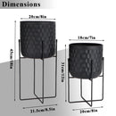 Set of 2 12"&18" H Tall Metal Flower Pot With Stand (Black)
