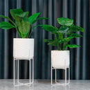 Set of 2 Planters With Stand 17&12 (Bright White)