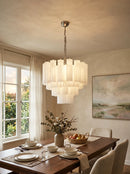 Star Shaped Tube White Clouds Glass Chandelier