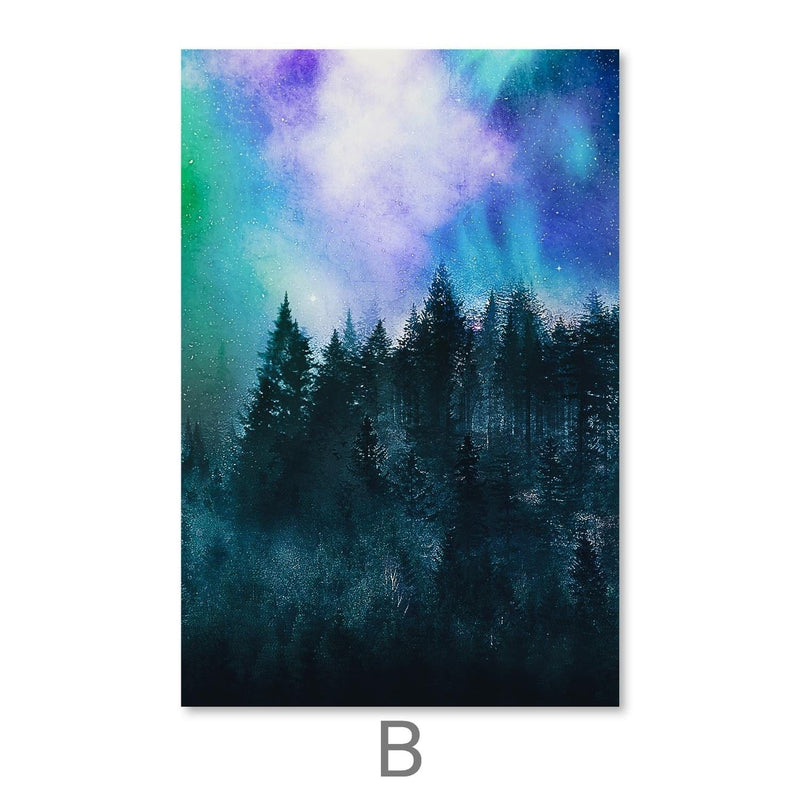 Star Sky Forest Canvas