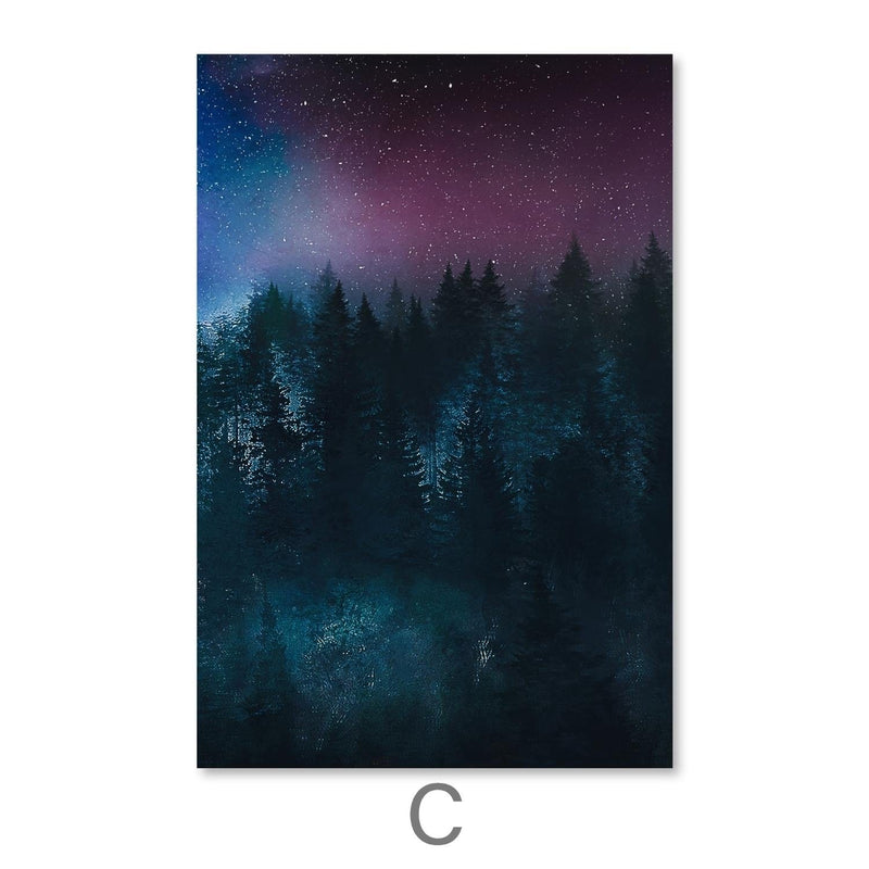 Star Sky Forest Canvas