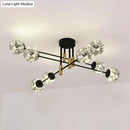 GobekUsa Starry Nordic Ball Semi Flush Light Fixture in Black, Smoke Glass - Ideal for Living Room Ceiling - Stylish Ceiling Lamp