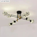 GobekUsa Starry Nordic Ball Semi Flush Light Fixture in Black, Smoke Glass - Ideal for Living Room Ceiling - Stylish Ceiling Lamp